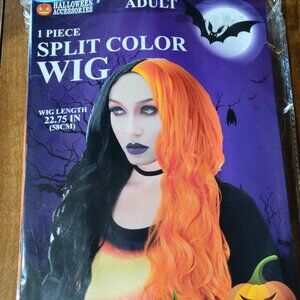 Halloween Accessories Adult Wig  Split Color Orange Black
